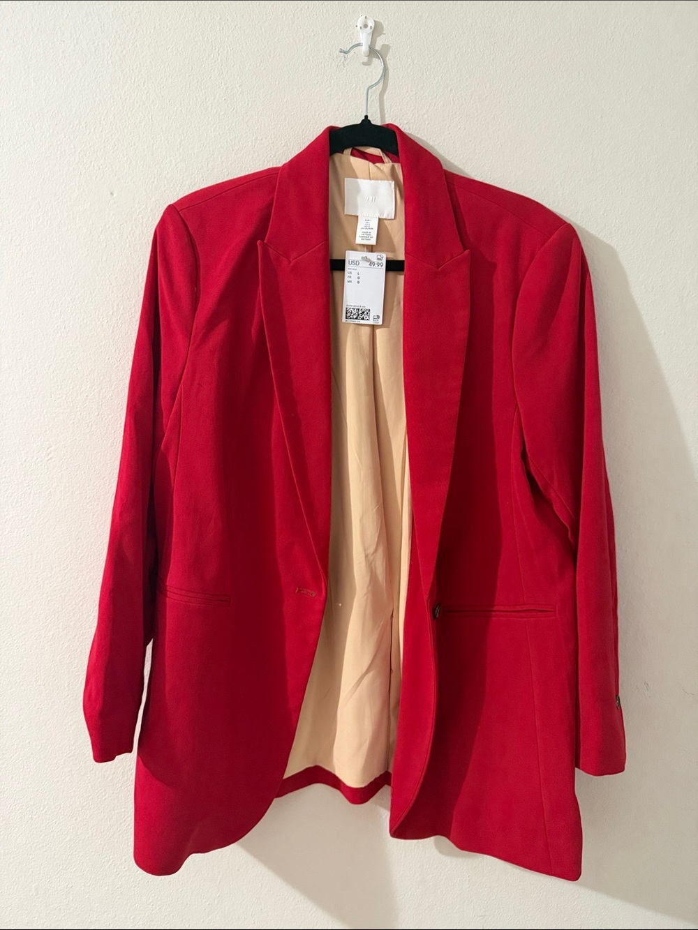 H&M Red Women’s Blazer Jacket - Classic Tailored Design